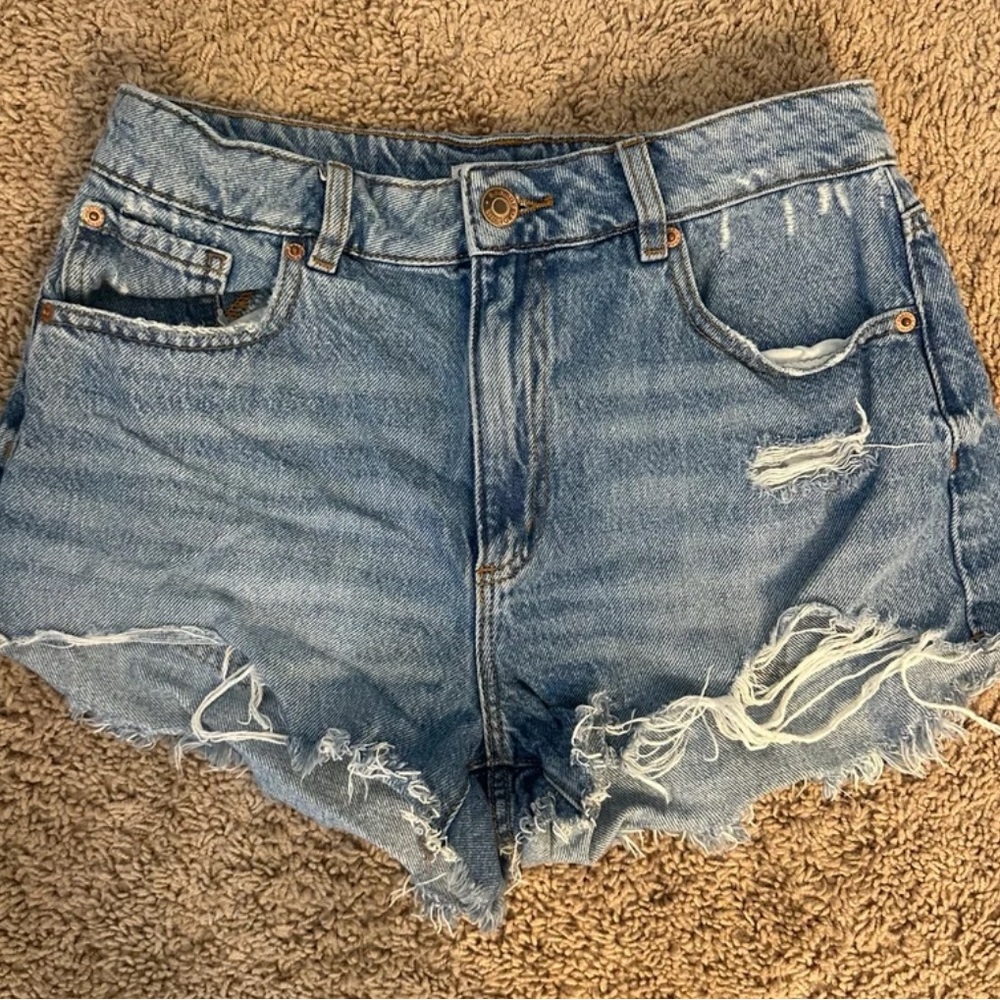 Garage Light Blue Distressed Jean Shorts